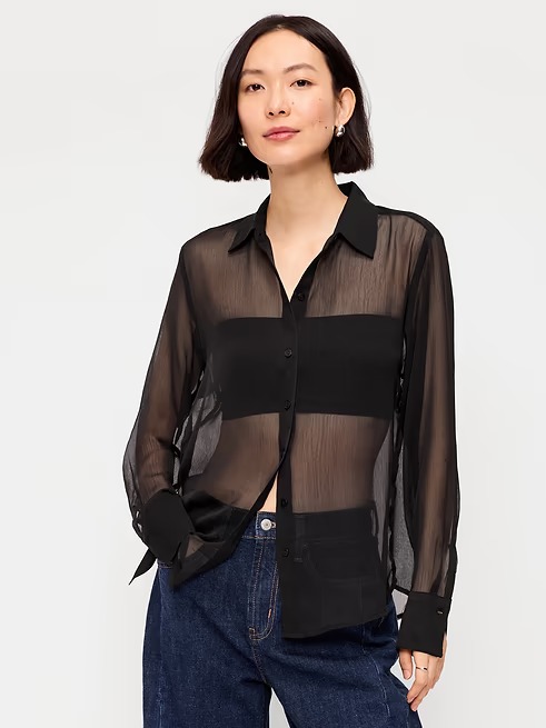 Old Navy, Chiffon Sheer Button-Down Shirt