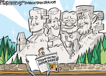 Political Cartoon U.S. Trump Mount Rushmore Ukraine Impeachment