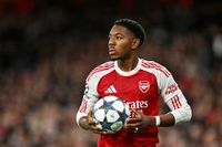 Myles Lewis-Skelly of Arsenal looks on during the UEFA Champions League 2025/26