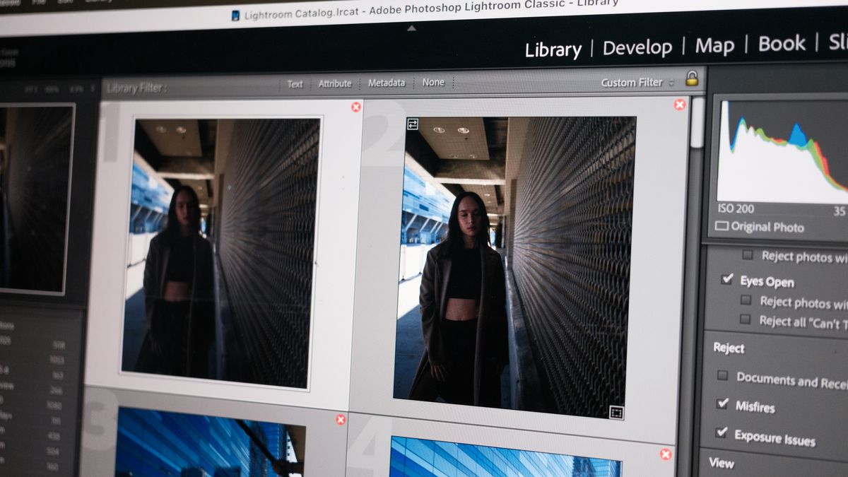 A photo of the new Lightroom on the screen of a laptop
