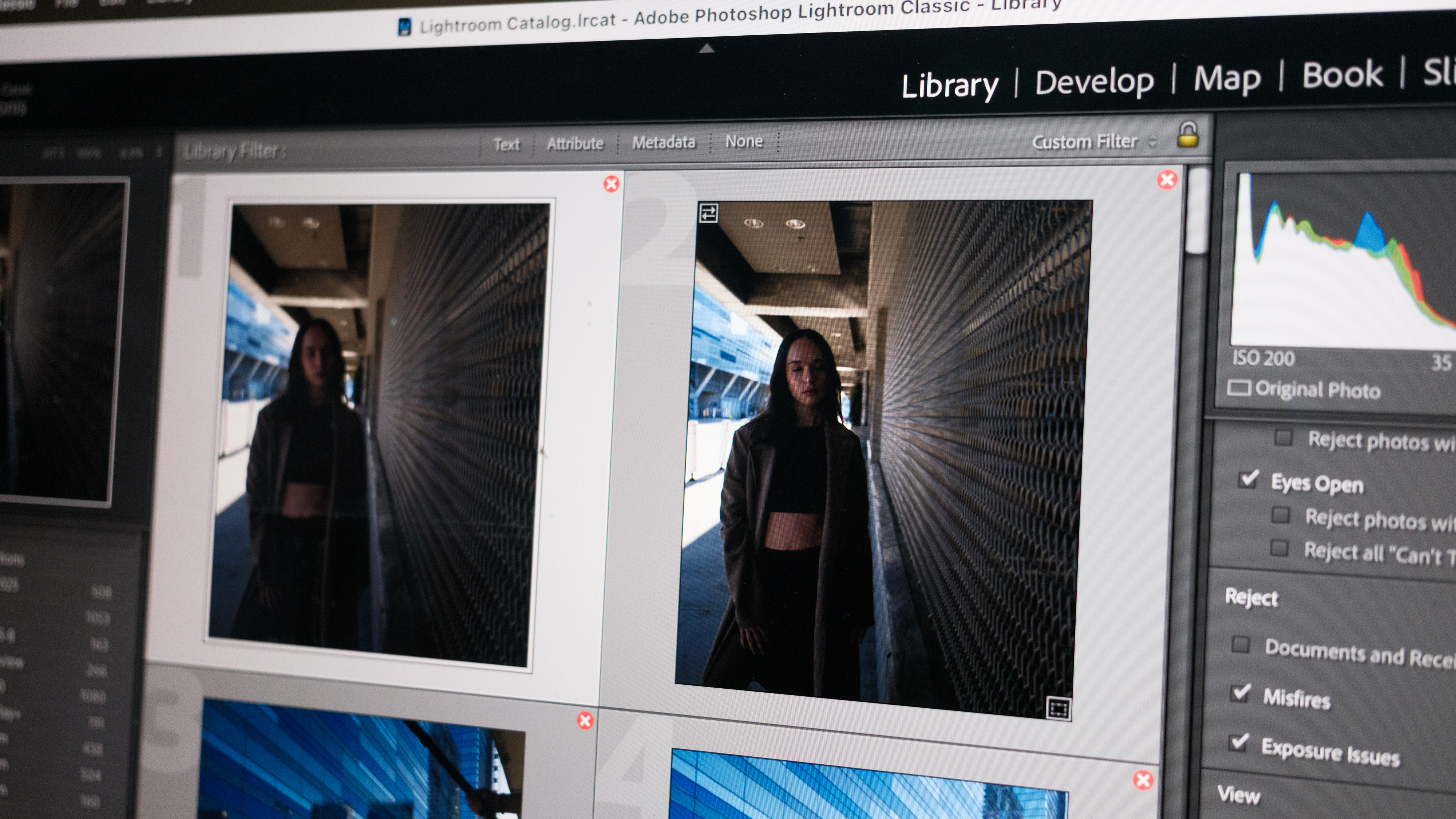 A photo of the new Lightroom on the screen of a laptop