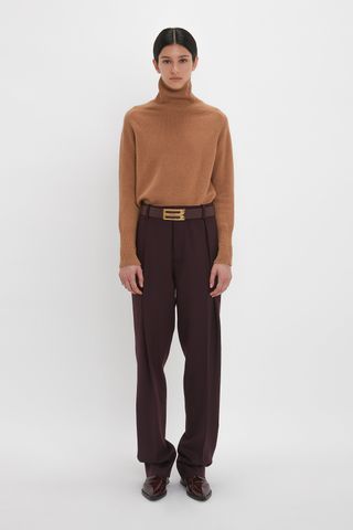 Polo Neck Jumper in Tobacco