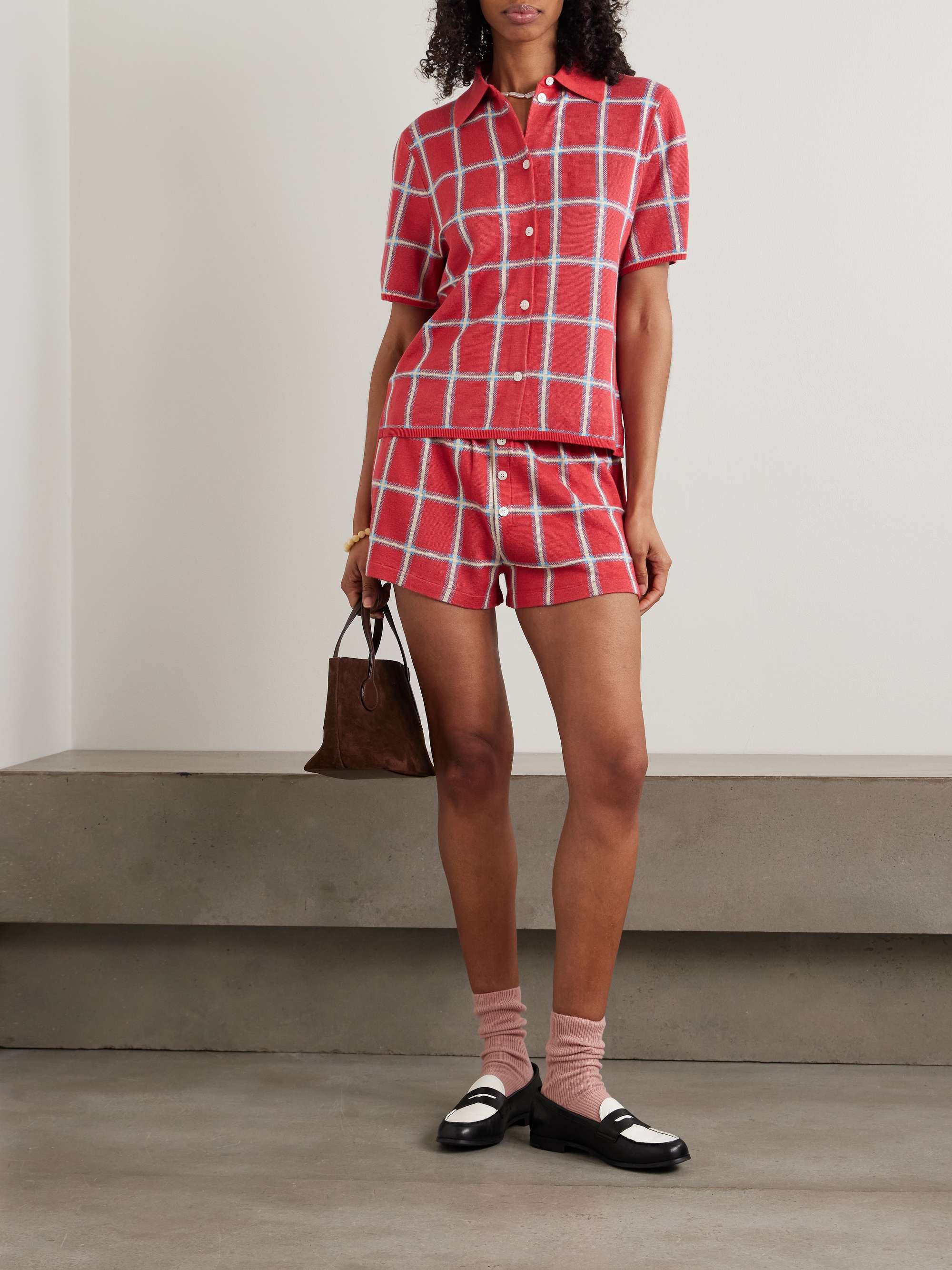 Picnic Checked Silk and Linen-Blend Jacquard Shorts