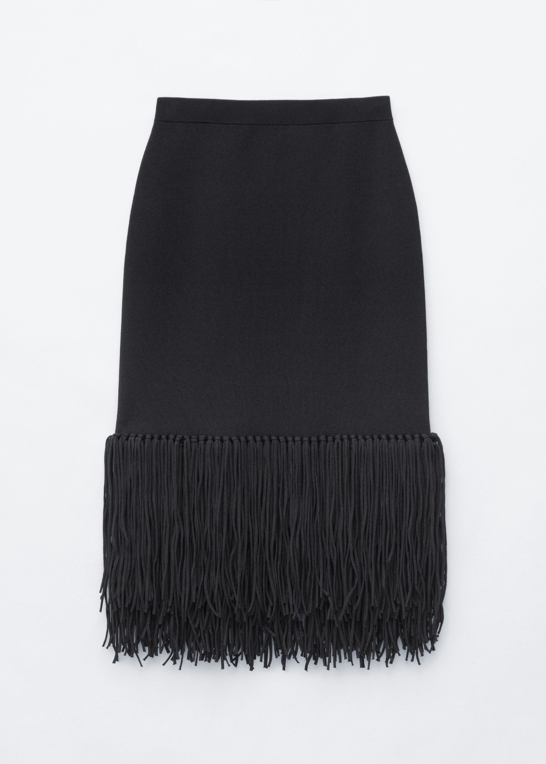 Fringed Midi Skirt - Black