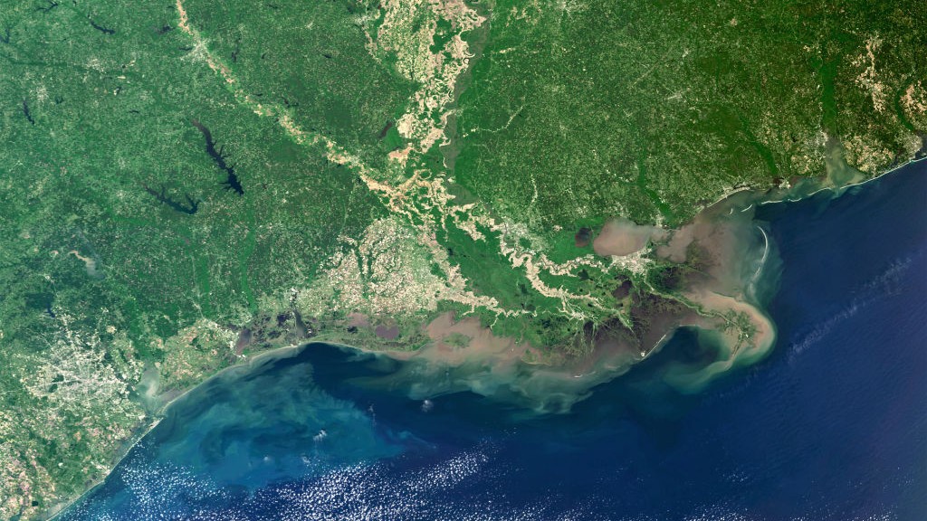 Satellite view of the Gulf of Mexico.