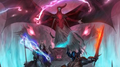 Three villainous figures prepare themselves for combat in artwork from the new D&D Dungeon Master's Guide