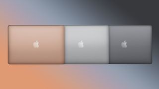 The three MacBook Air colours on a gradient background.