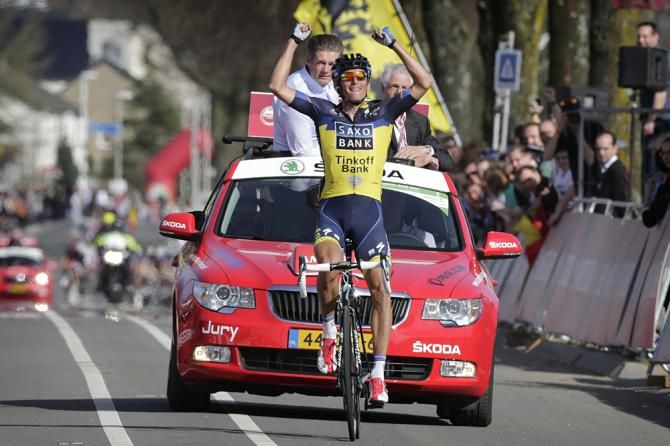Roman Kreuziger (Saxo-Tinkoff) celebrates his victory in the Amstel Gold Race