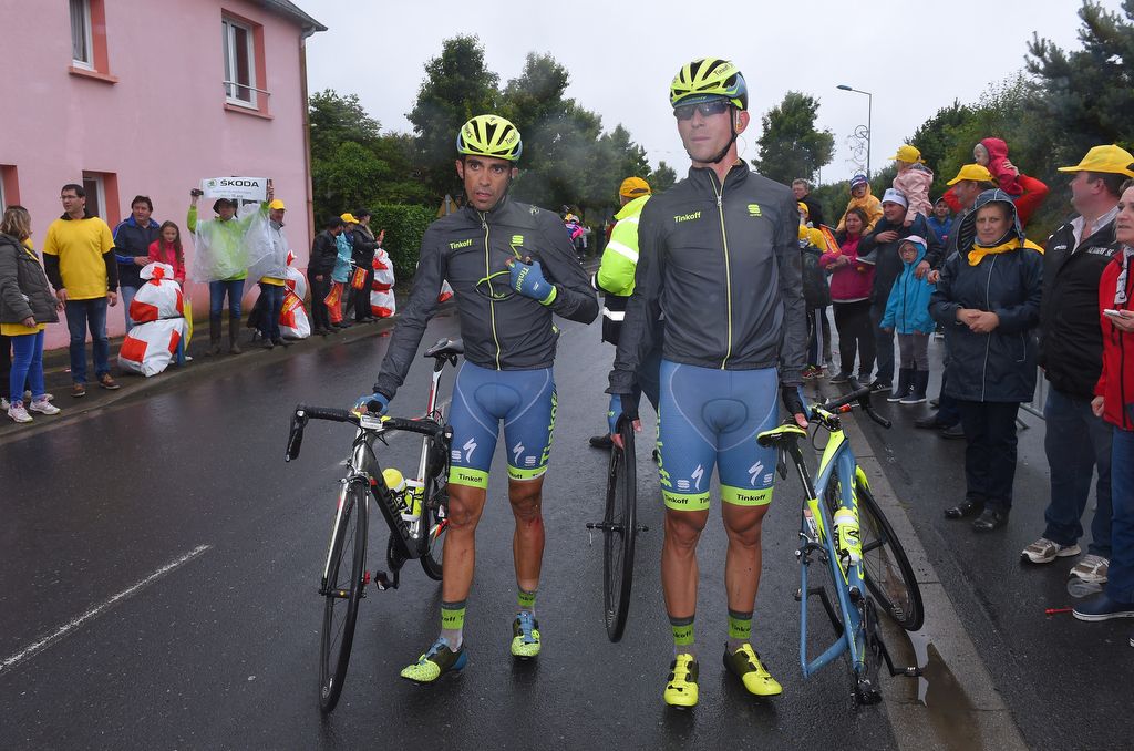Alberto Contador crashed again on stage 2 in what was a terrible start to the race for the Tinkoff rider