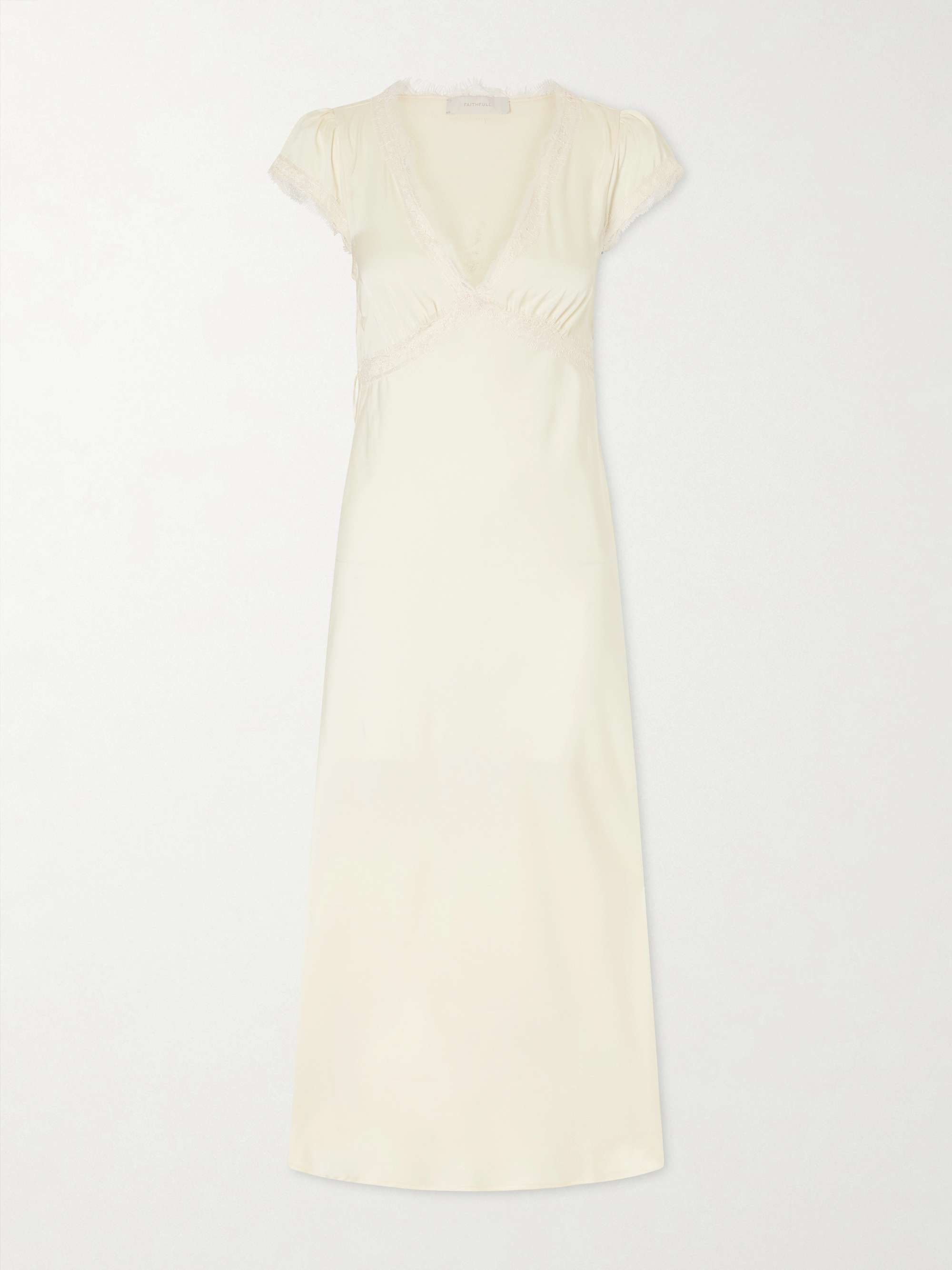 Gala Lace-Trimmed Recycled-Satin Maxi Dress