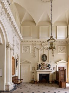 Fig 1: A view across the hall. The fireplace and floor were paid for in 1730. Gilling Castle. Hall Photograph: Paul Highnam/Country Life Picture Library