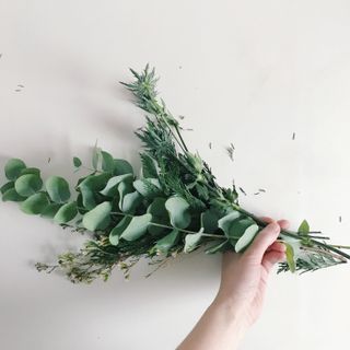 Christmas garland step by step, bunch of greenery
