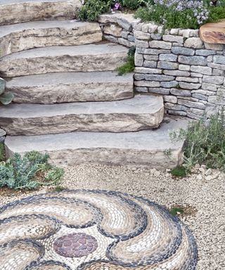 flowerbeds topped with gravel