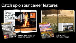 Two magazine issues of Digital Photographer showing the last career feature pages