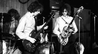 NEW YORK - OCTOBER 1967: British Rock Group "Cream" performs at the Cafe Au Go Go in October 1967 in New York City, New York. Guitarist Eric Clapton, Drummer Ginger Baker, Bassist Jack Bruce.