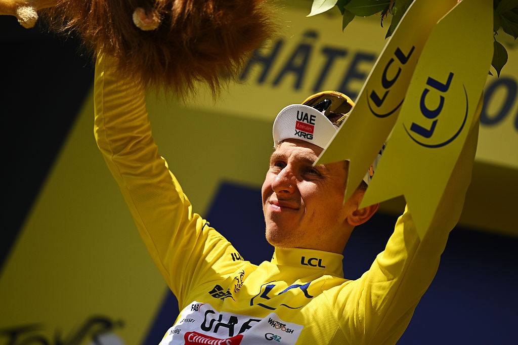 Tadej Pogacar in the yellow jersey at the Tour de France