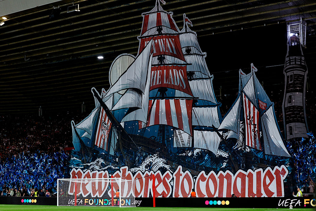Supporters of Sunderland with a banner during the UEFA Europa League match between Sunderland and AZ Alkmaar