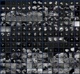 210 close-up views of Comet 67P/Churyumov-Gerasimenko, taken by the Rosetta spacecraft from 2014 to 2016, are now available to download from the European Space Agency's "Space in Images" website.