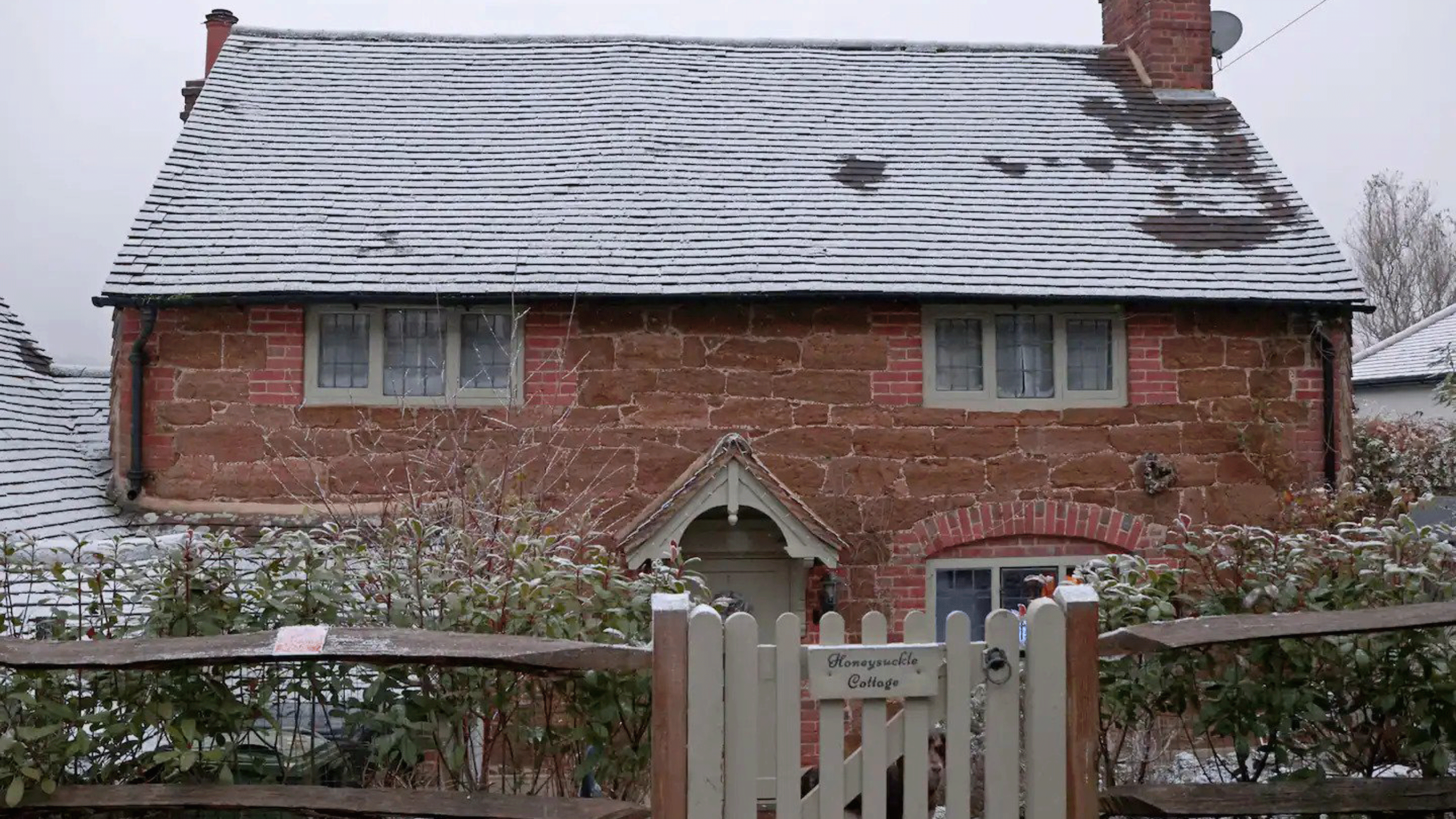 Holiday cottage exterior in winter