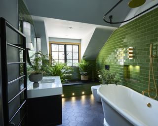 Forest green bathroom