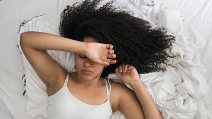 Woman in the bed - stock photo