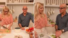 Two stills of Stanley Tucci and Holly Willoughby cooking from Holly Willoughby Together on YouTube