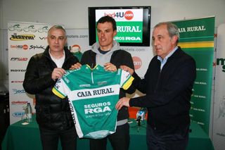 Luis Leon Sanchez was presented by Caja Rural - Seguros RGA in Pamplona.