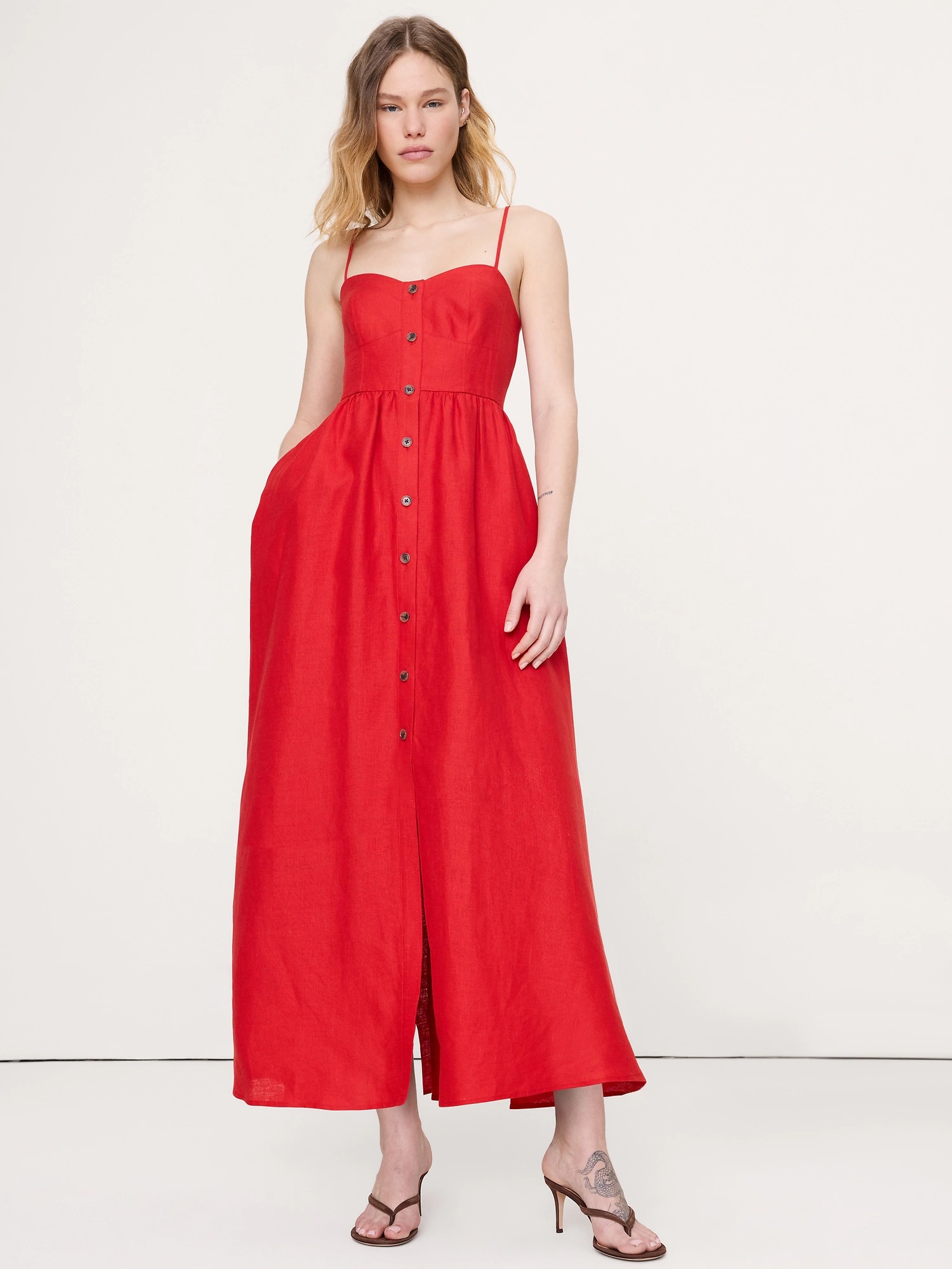 Banana Republic, Linen Corset Button-Down Dress