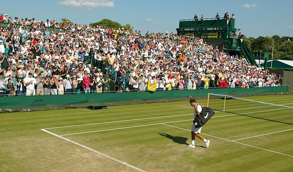 Pete Sampras walking off court