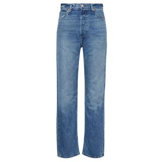 Paige Sawyer brand-patch straight-leg high-rise denim jeans