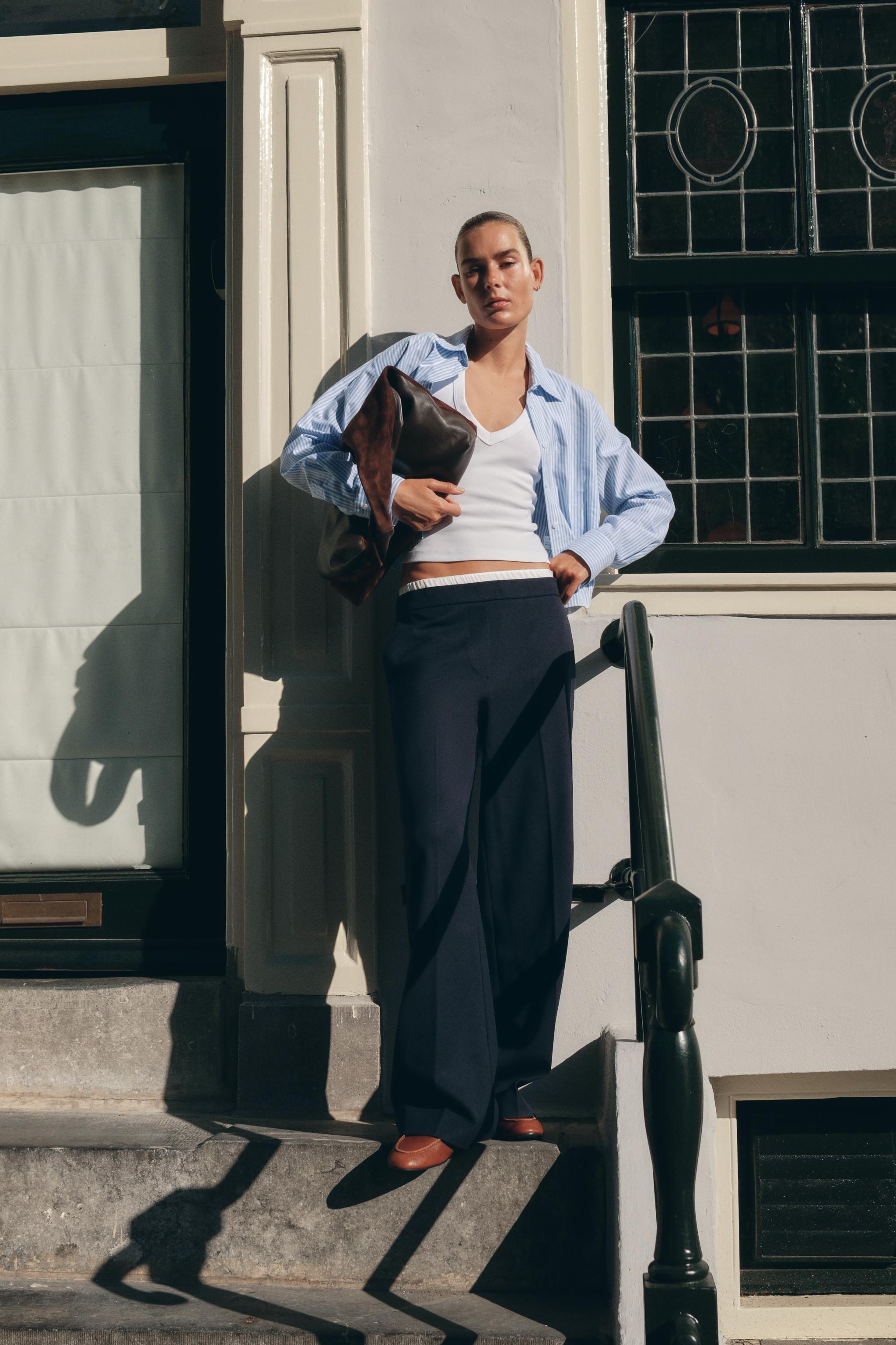 Double Waist Straight Leg Pants