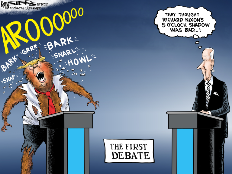 Political Cartoon U.S. Trump Biden debate