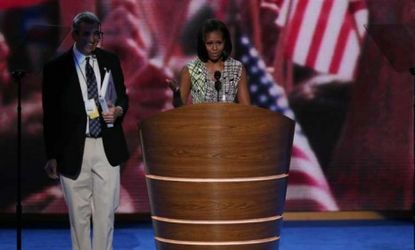 First Lady Michelle Obama does a soundcheck at the Democratic National Convention in Charlotte, N.C., on Sept. 3: On Sept. 4, she'll deliver a nationally televised address.