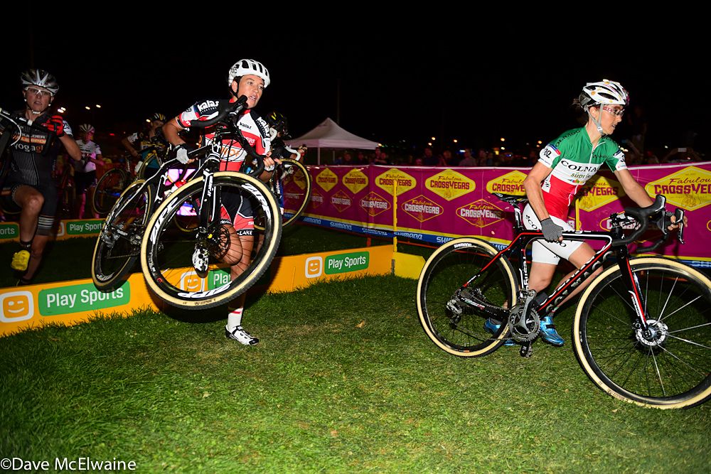 Eva Lechner (Team Colnago) leading the race on lap one