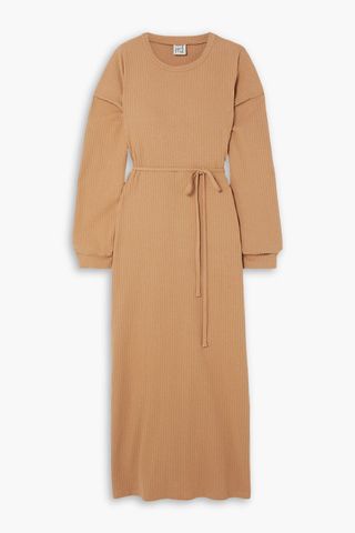 Shaw Ribbed Cotton Wrap Midi Dress