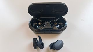 Bose Sport Earbuds review: inside view of the charging case