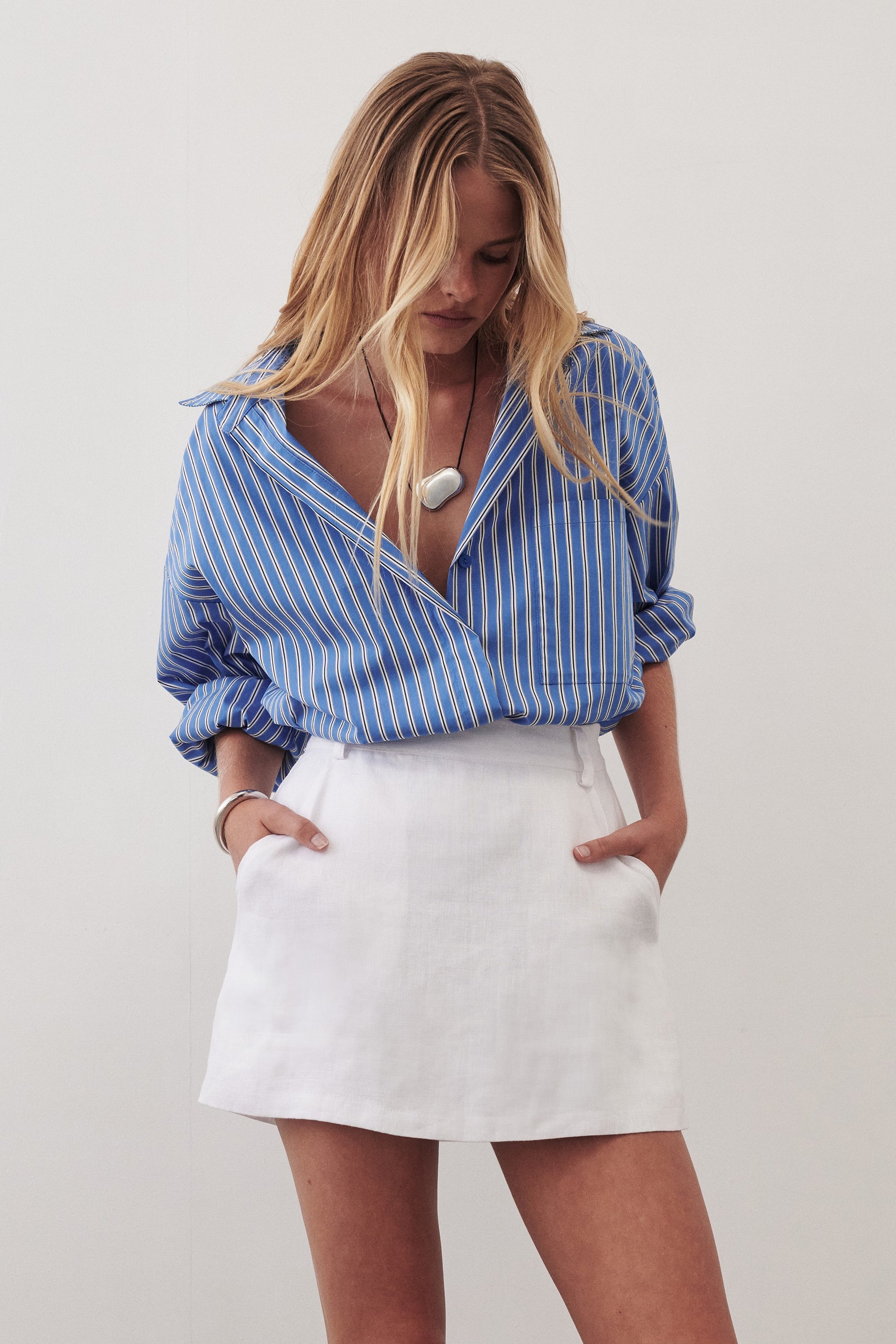 Evie White Linen Skort - 2 / White