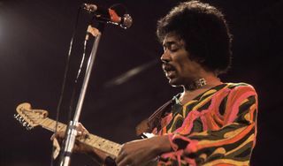 Jimi Hendrix performs at the Isle of Wight Festival in 1970