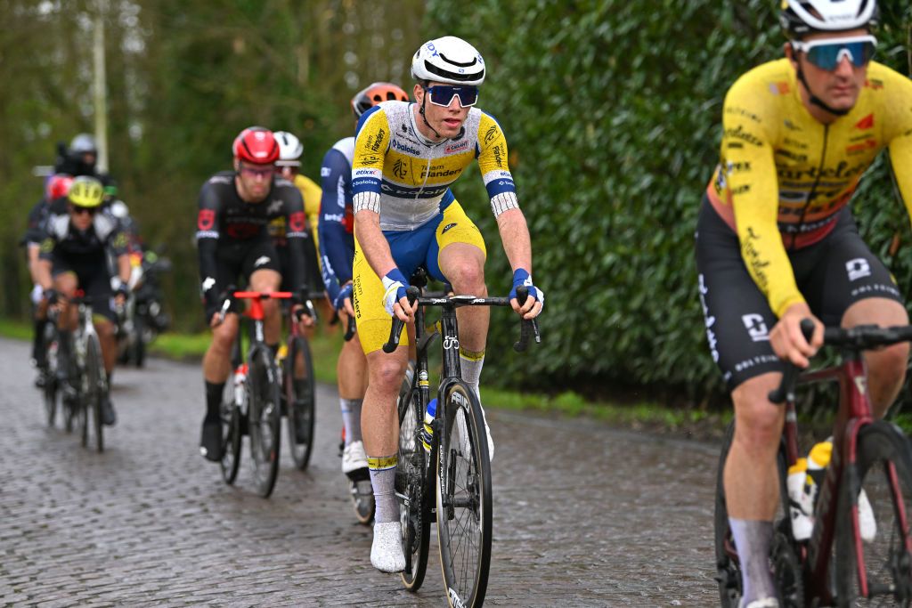 SCHOTEN BELGIUM APRIL 03 Siebe Deweirdt of Belgium and Team Flanders Baloise competes during the 112th Scheldeprijs 2024 Mens Elite a 2053km one day race from Terneuzen to Schoten on April 03 2024 in Schoten Belgium Photo by Luc ClaessenGetty Images
