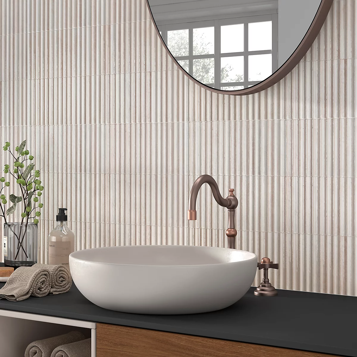 Tiles360 Raphael White Fluted Kit Kat Ceramic Wall Tiles