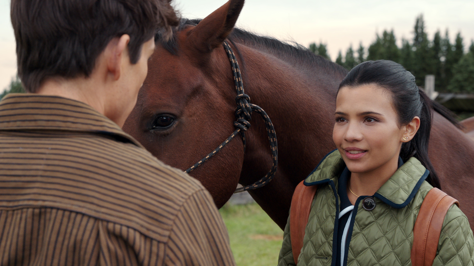 jackie and alex talk next to jackie's horse in my life with the walter boys season 2