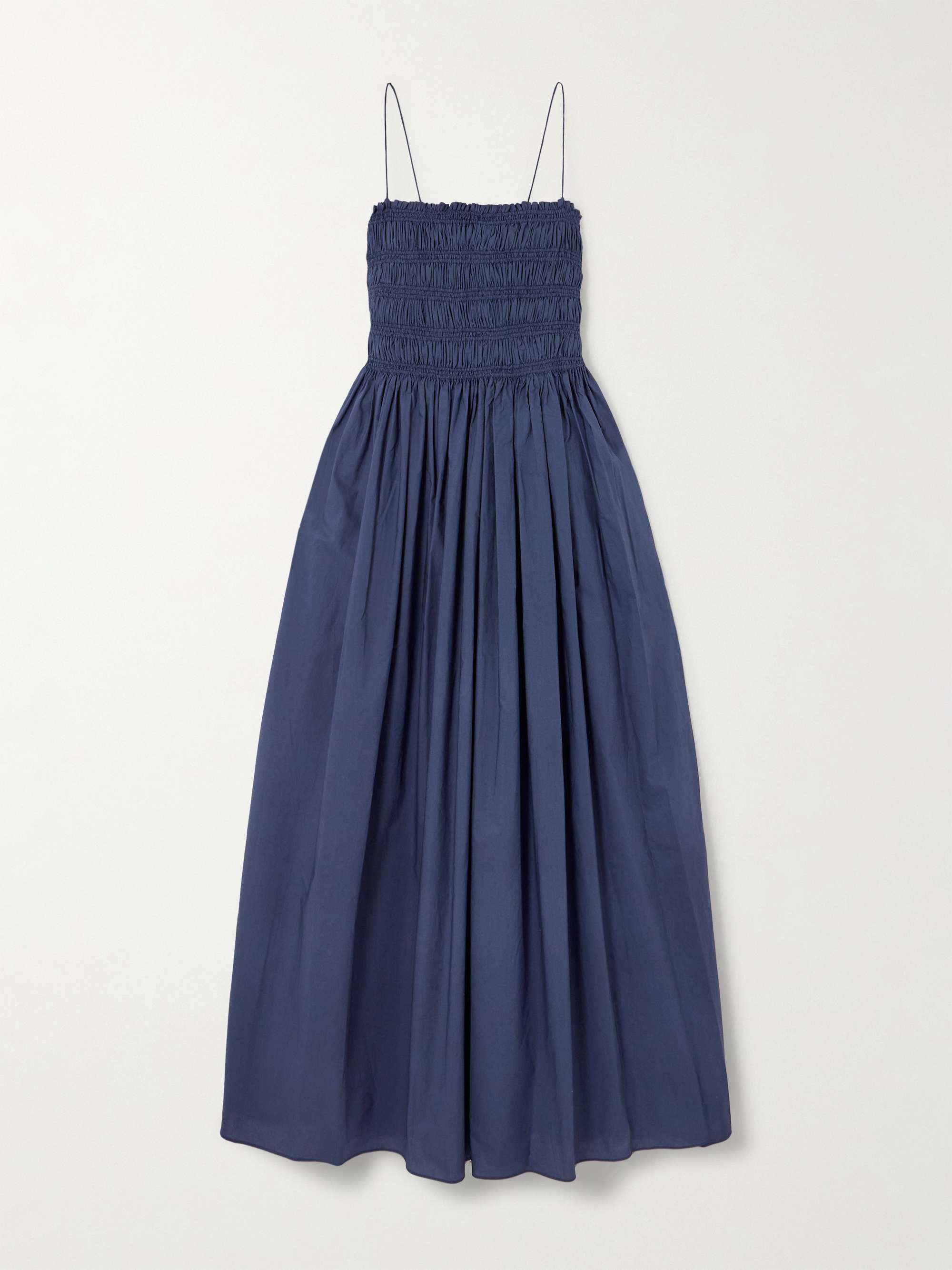 Shirred Organic Cotton Midi Dress