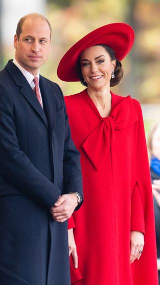 Prince William, Prince of Wales and Catherine, Princess of Wales attend a ceremonial welcome for The President and the First Lady of the Republic of Korea