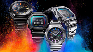 Casio G-Shock Polychromatic Accents watches on black background