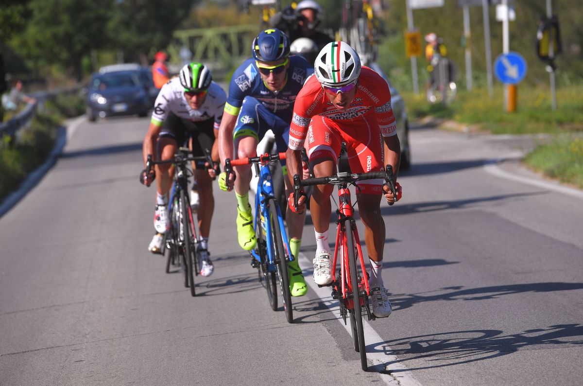 Egan Bernal leads the breakaway