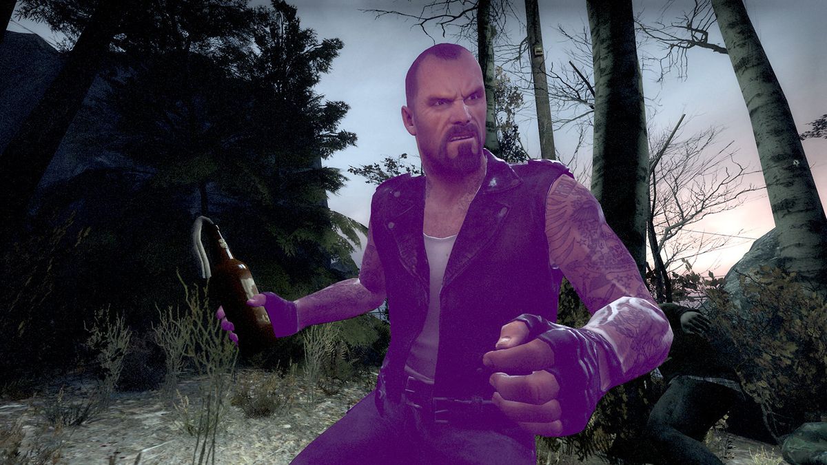 Francis from left 4 dead, but purple