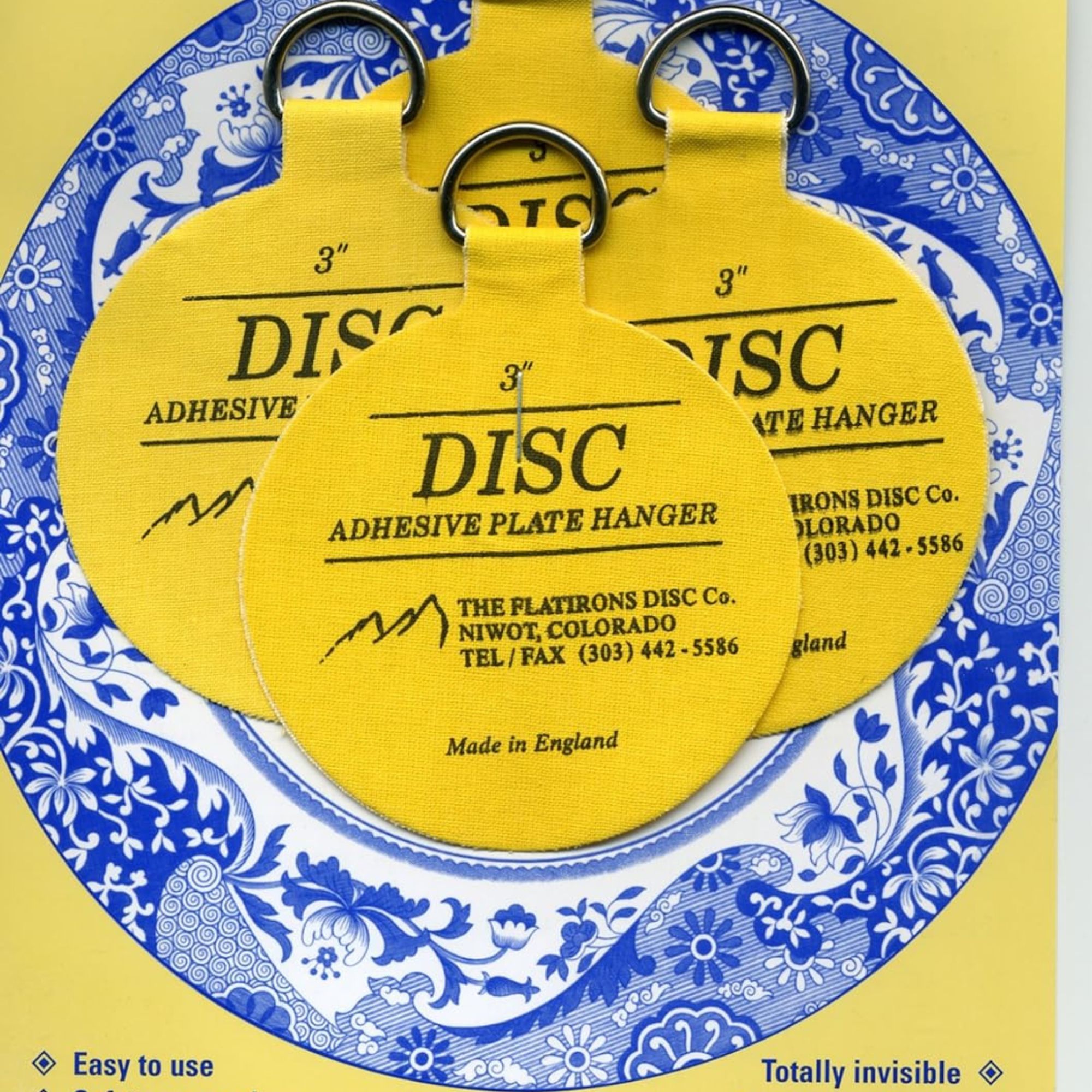 Invisible English Disc Adhesive Medium Plate Hanger Set (4-3 Inch Hangers)