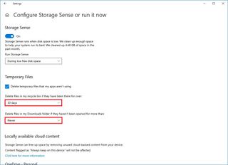 Storage Sense advanced settings