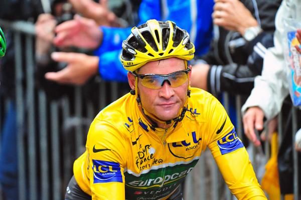 It was a wet day in yellow for Tour leader Thomas Voeckler.