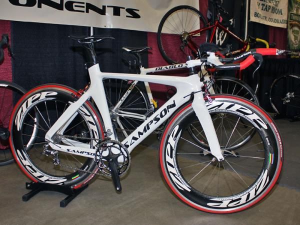 Denver, Colorado bicycle and component company Sampson Sports showed off this surprisingly reasonably priced aero bike.